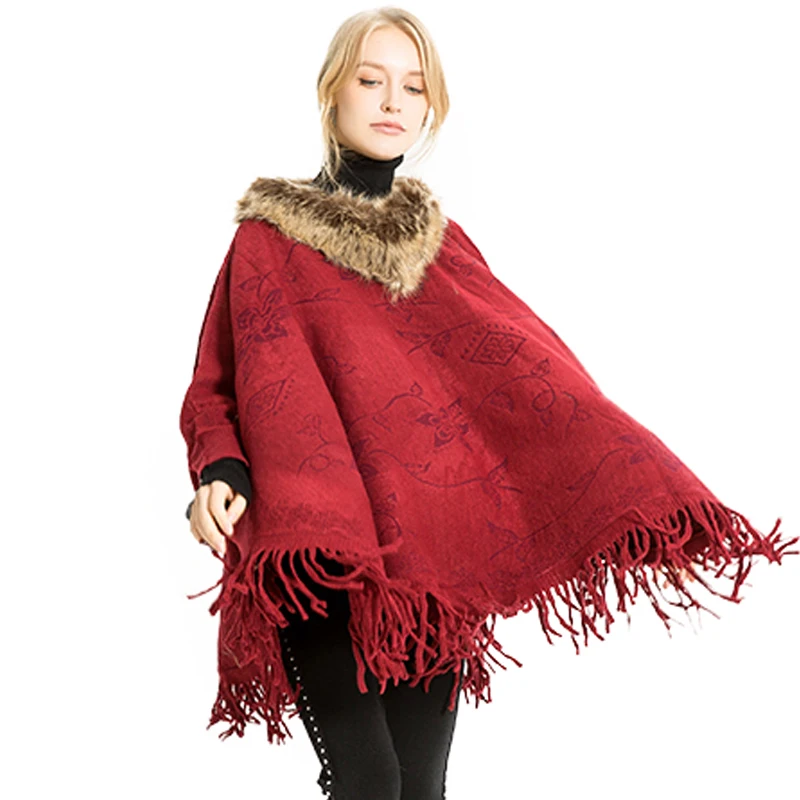 Женские шарфы и накидки FS Ponchos зимние теплые с меховым воротником шаль из эшарпа |