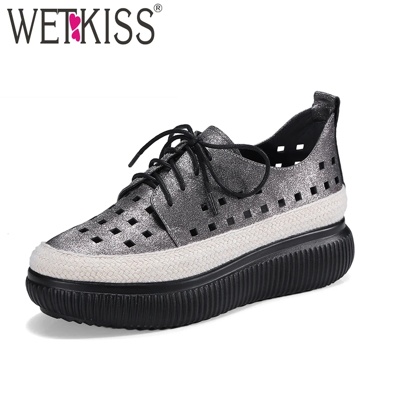 WETKISS/женские сапоги из овечьей кожи Модные Повседневные туфли на плоской подошве