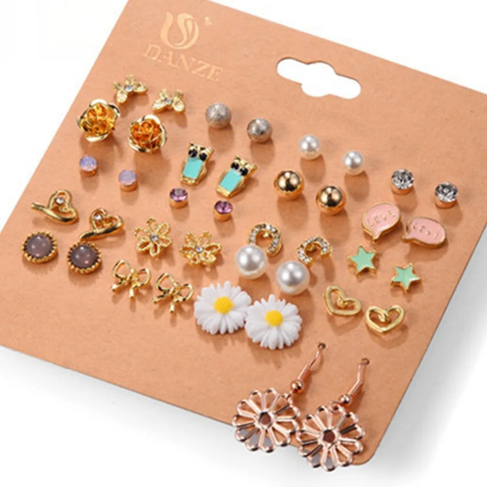 Корейская Стиль стержня ювелирных изделий/Post Earrings Set 20 чел плиты Pearl Bow Stud/Post