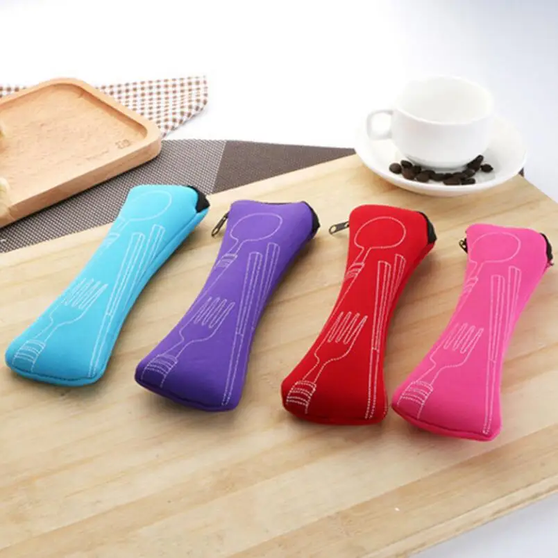 

Stainless Steel Fork Spoon Chopstick Cutlery Kit With Pouch Bag Reusable Picnic Tableware Dinnerware Set LX5854