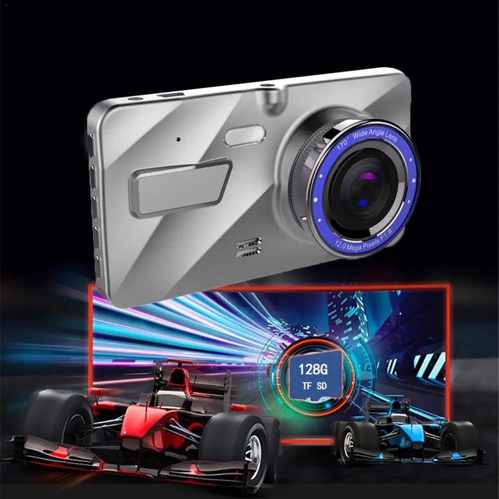 Car 4-Inch HD Screen Driving Recorder Double-Lens Night Vision Alloy Rear Double DVR Camera Auto Accessories | Автомобили и
