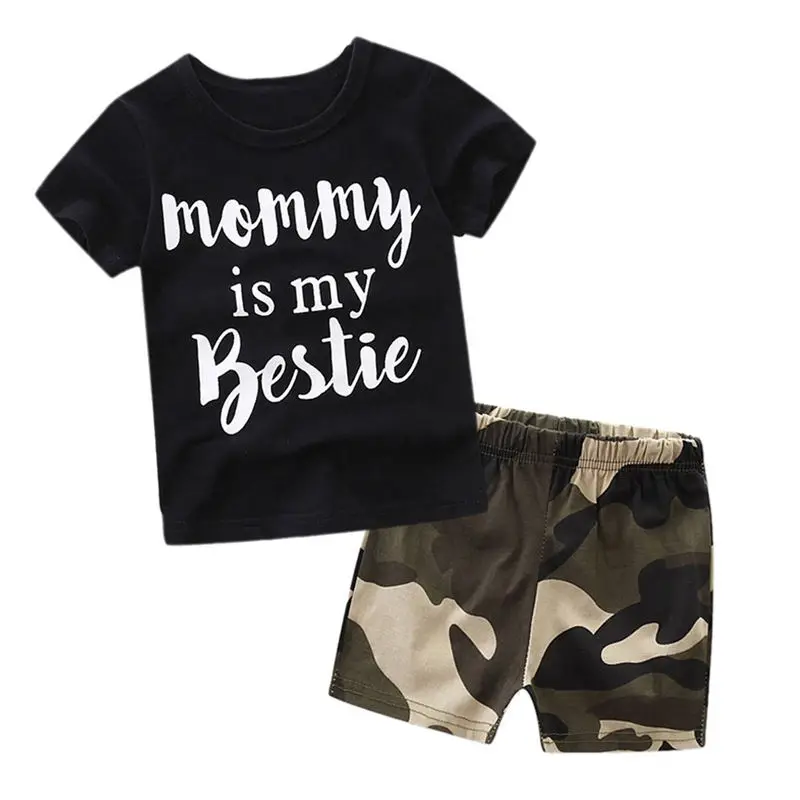2017 Hot Selling 2 pcs Kids Clothes Summer Camouflage Newborn Baby Boy Girl Tops T-shirt + Shorts Pants Outfits Set | Детская одежда и
