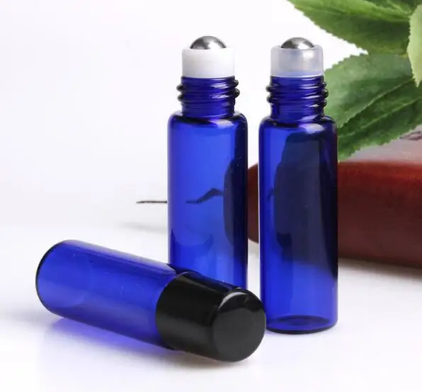 100pcs/lot  10ml (1/3oz) cobalt blue glass roll on bottle Essential oils Fragrances Roller ball bottle   SL305