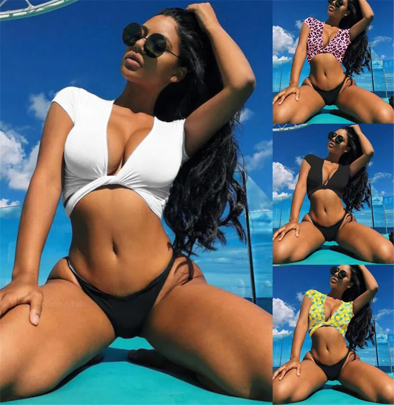 SAKKUS Женский комплект бикини из двух предметов с коротким рукавом сексуальный