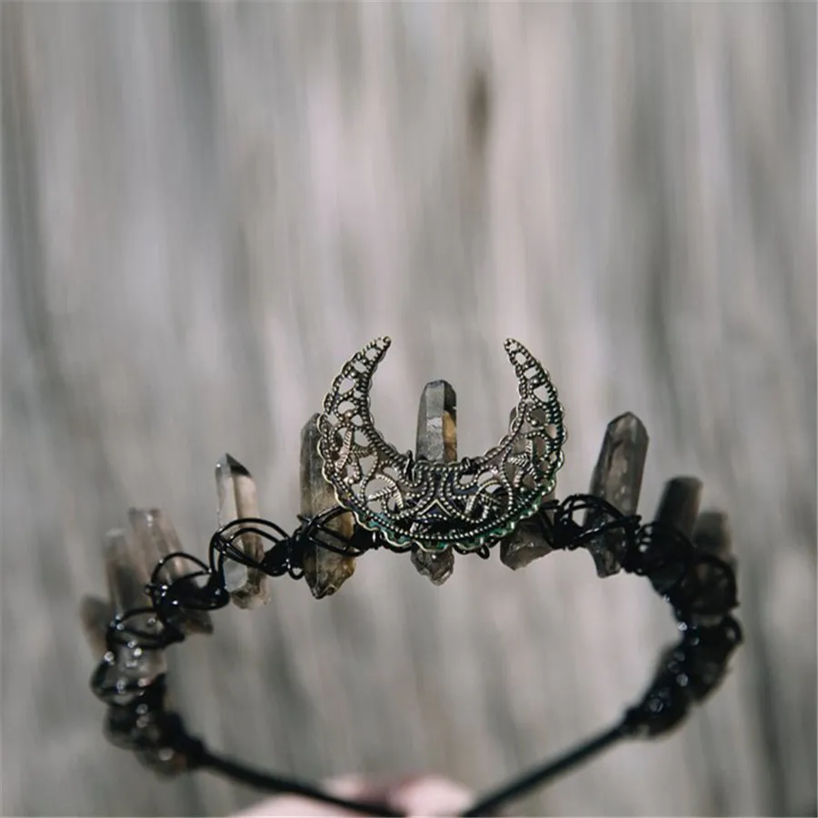 Хрустальная корона с Луной праздничная тиара ведьма бохо лунный ребенок