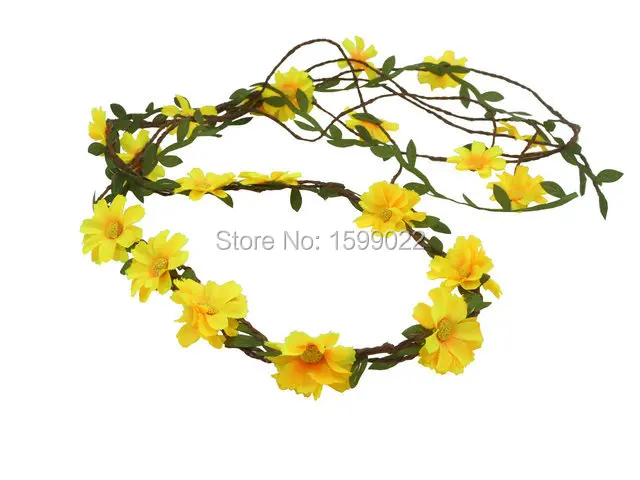 

Wedding Fairy Flower Crown Sunflower Headband Yellow Daisy Headdress Simulation Flower Arrangement Maternity Photography Props