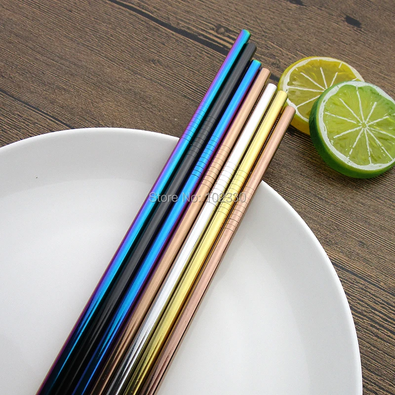 1000pcs 21.5cm 6mm Stainless Steel Drinking Straws Reusable Filter DIY Tea Coffee Tools Party Bar Accessories 7 color free logo | Дом и сад