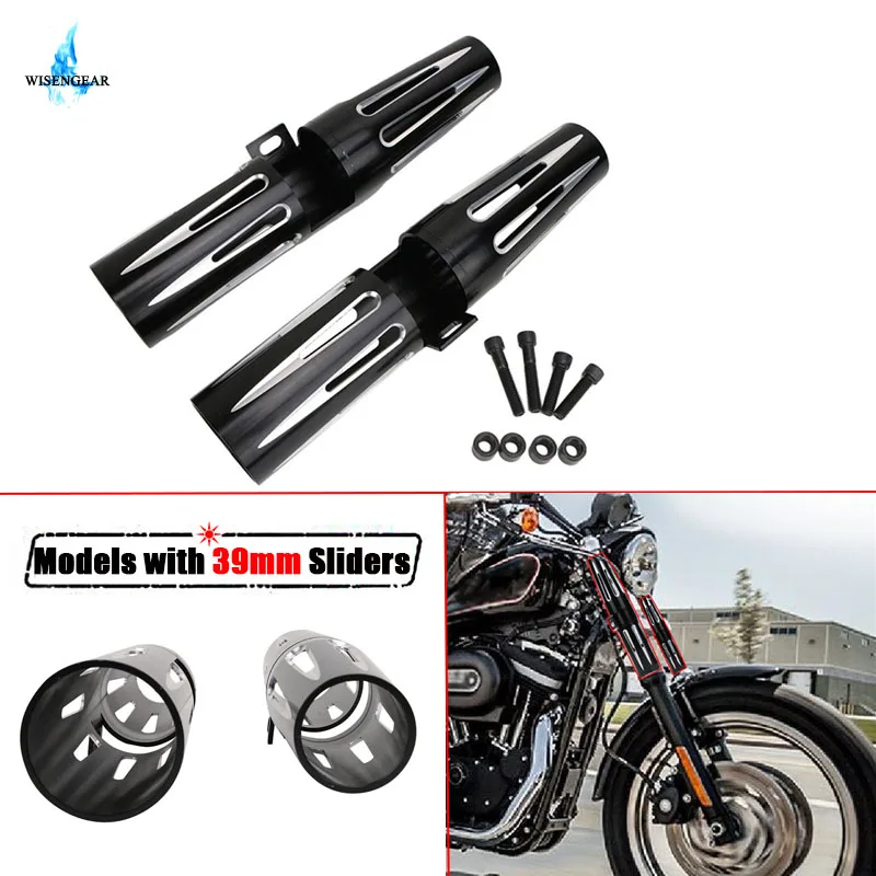 

Aluminum 39mm Fork Shrouds Boots Covers Black Narrow Glide For Harley Dyna Sportster XL 1200 883 Iron 48 72 WISENGEAR /