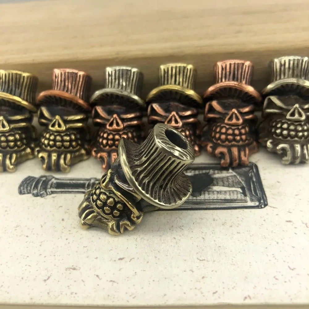 EDC Инструменты Нож бусины 9 цветов Сочетание Латунный топ шляпа череп бусы на