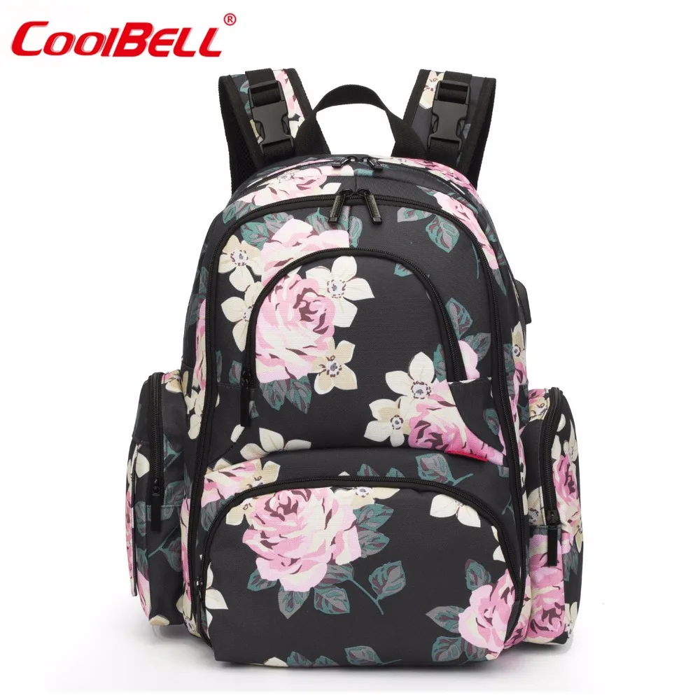 Детская сумка для подгузников рюкзак с usb портом нейлоновая водонепроницаемая