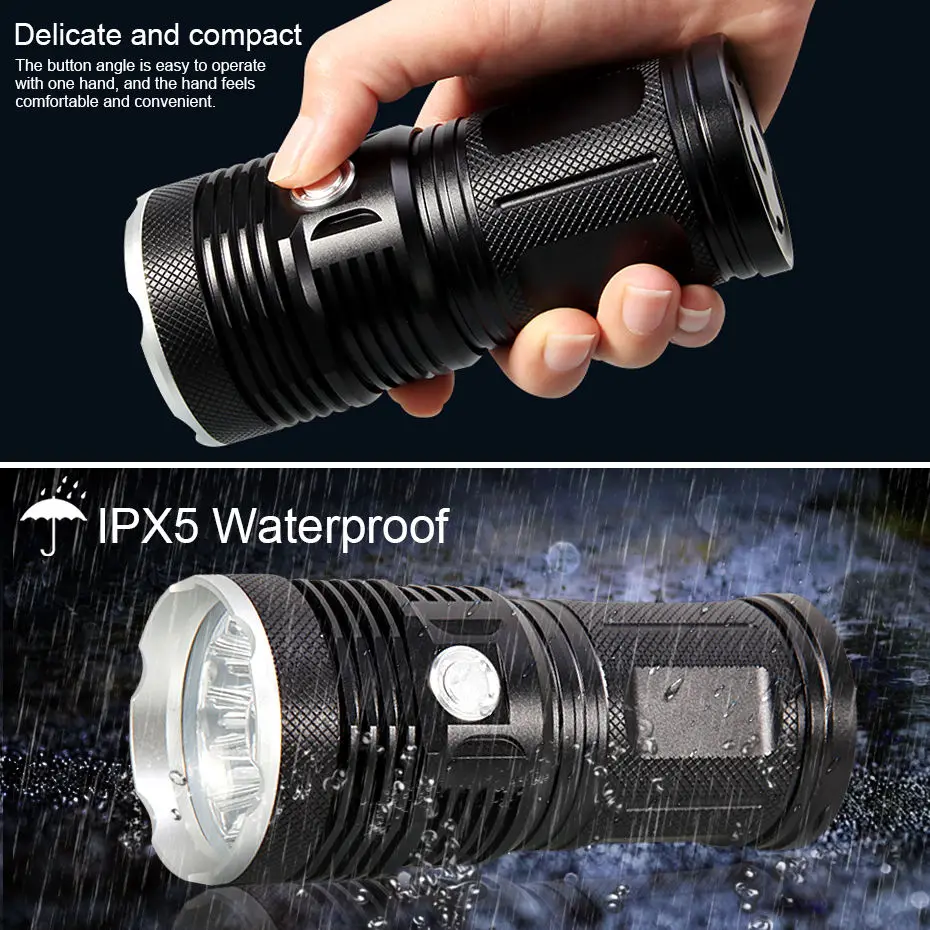 

T6 LED Flashlight Torch Lamp Linterna Waterproof Tactical Rechargeable Flashlight Portable Working Light Use 18650 Battery