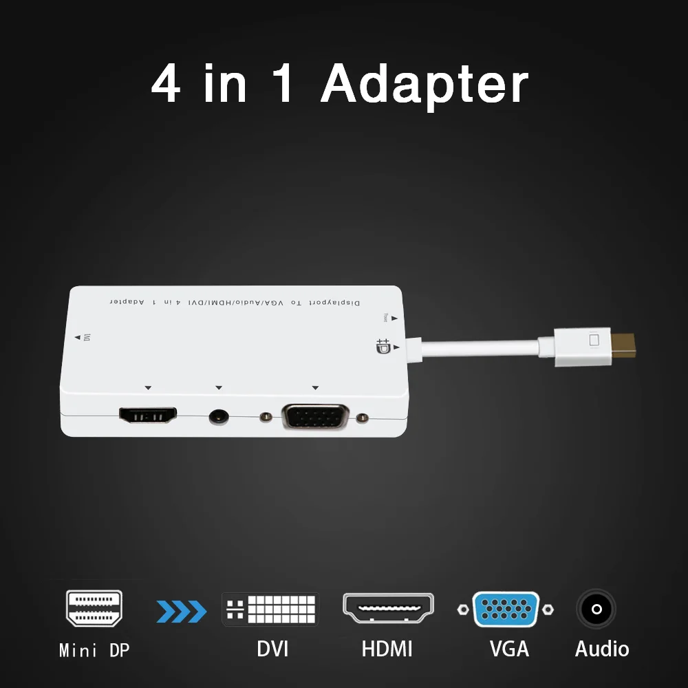 4 в 1 кабель Super HD mini DisplayPort к HDMI DVI VGA конвертер Mini USB Power DP адаптер|displayport to hdmi|displayport