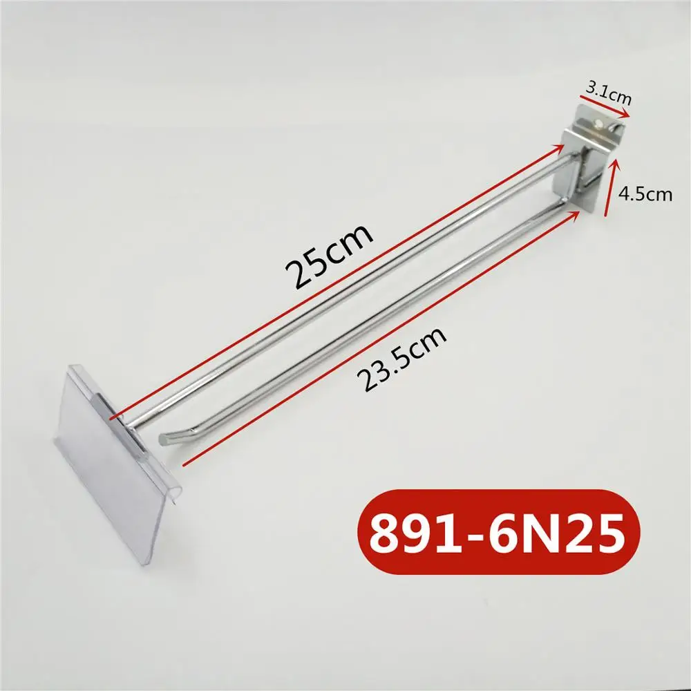 Length 25cm 2pcs 2 шт./лот Dia.6mm крючки навесные на стену крючки для настенных панелей двойная линия Дисплей крючки для магазин супермаркет сторона зубец вешалка крючок#891 - Цвет: Length 25cm 2pcs