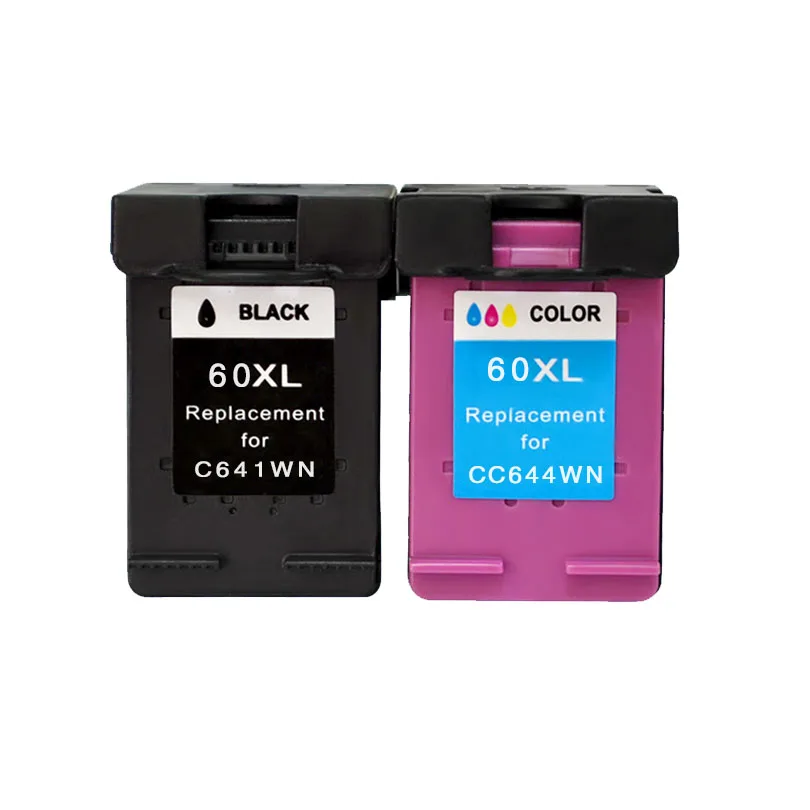 2 шт. картриджи для принтера HP 60 XiongCai совместимые с XL Deskjet F2480 D2545 F4480 ENVY120 C4650 C4680|ink