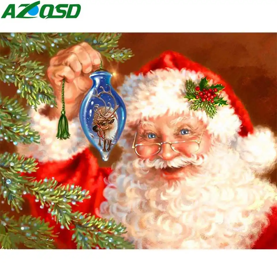 AZQSD Алмазная картина Санта Клаус новая Алмазная вышивка рождественские украшения для дома Стразы Полный дисплей