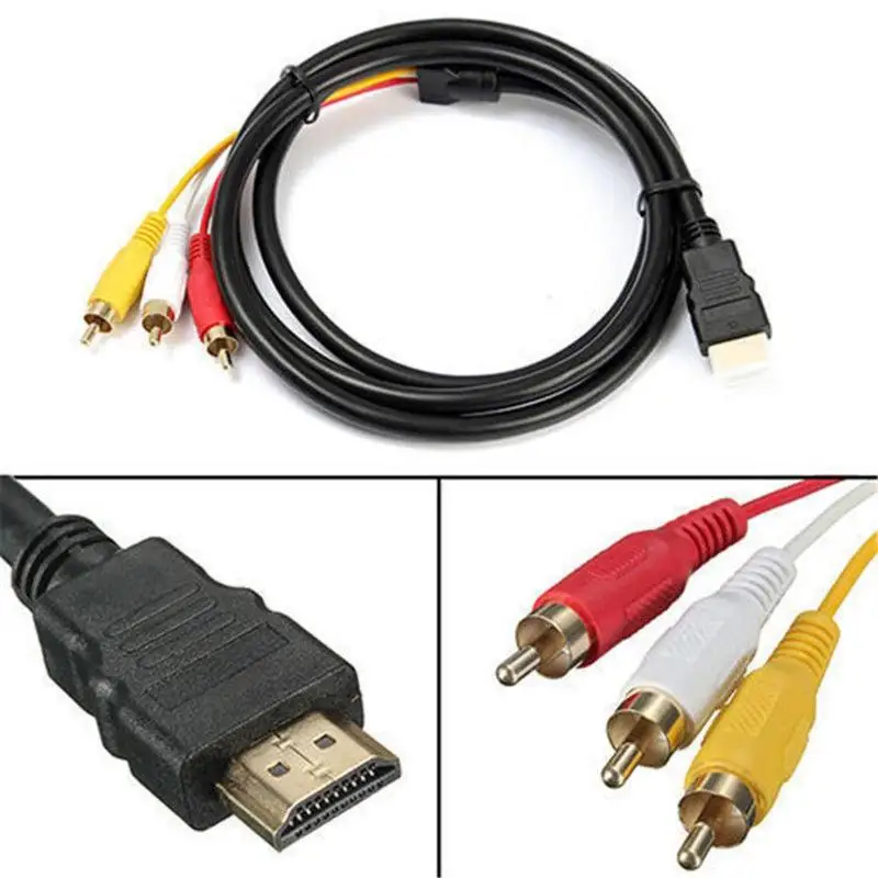 5 футов 1080P HDTV HDMI совместимый штекер к 3 RCA Аудио Видео AV кабель адаптер|Кабели HDMI| |