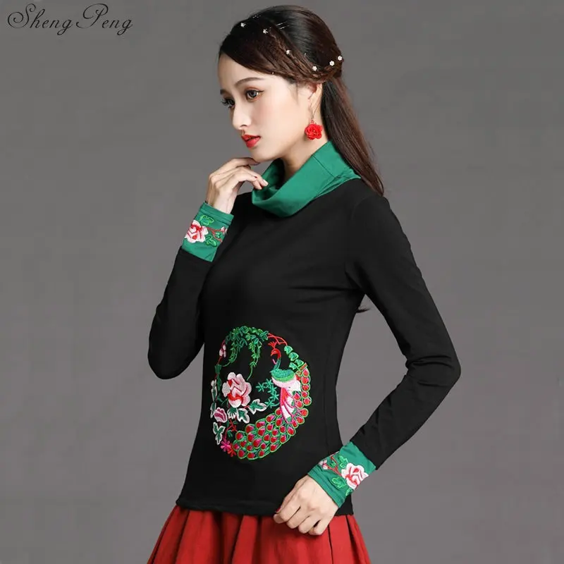 Традиционная китайская рубашка одежда для женщин с вышивкой Qipao элегантные блузы