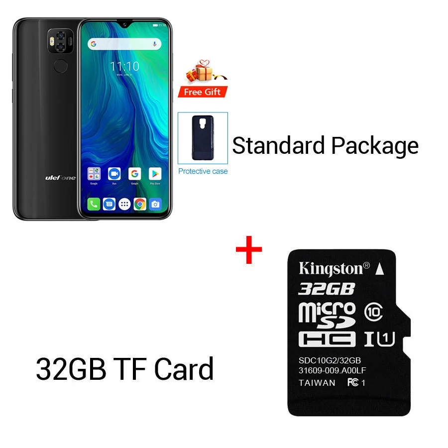 Black N 32GB Card Мобильный телефон Ulefone power 6 19:5:9 FHD+ 6,3 ''Face ID Android 9,0 MTK67635V Восьмиядерный 4 Гб 64 Гб 6350 мАч NFC OTG - Цвет: Black N 32GB Card