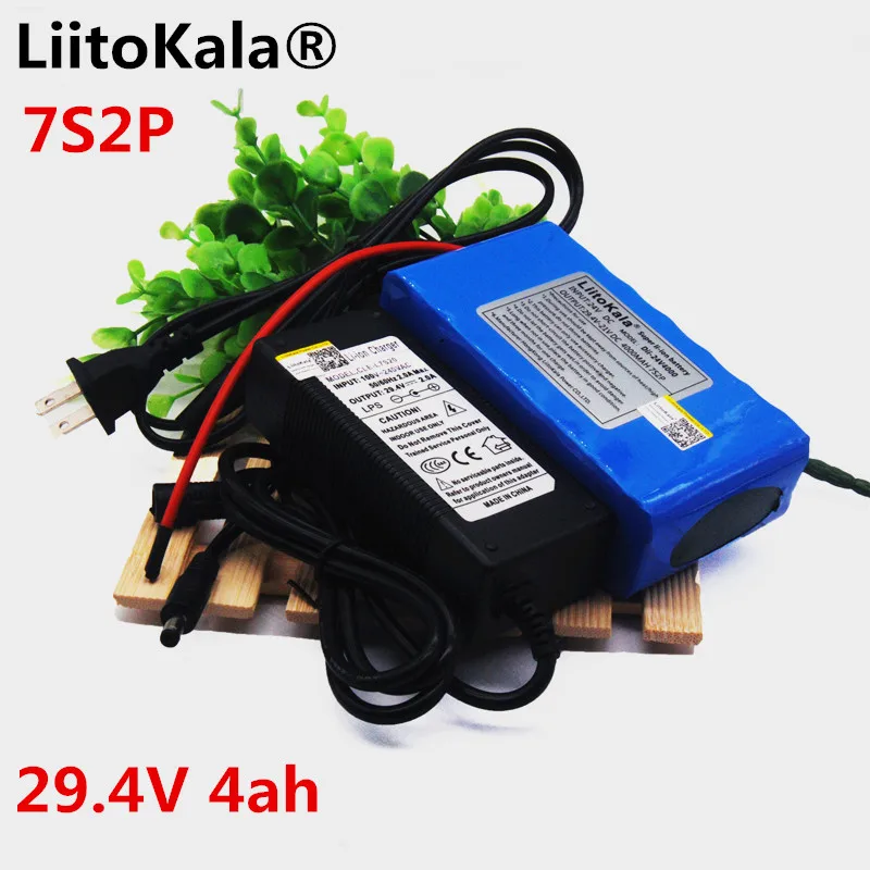 

HK LiitoKala 24В 4Ah 7S2P 18650 литий-ионный аккумулятор 29,4 V 4000mah Электрический велосипед мопед/Электрический + 2A зарядное устройство