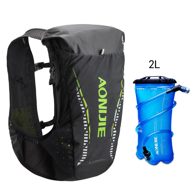 C943green-SD16-2L AONIJIE 18L Открытый легкий гидратационный рюкзак, сумка, жилет для 2L водяного пузыря, Походов, Кемпинга, бега, марафона, гонки - Цвет: C943green-SD16-2L