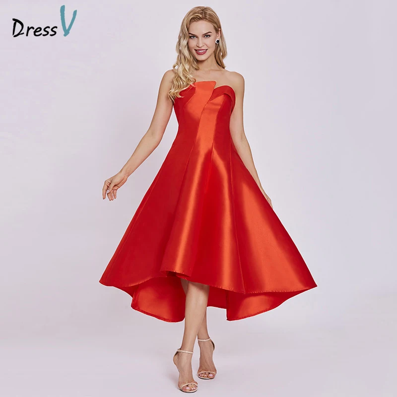 

Dressv homecoming dress cheap red a line ankel length cocktail party dress pearl pink strapless zipper up homecoming dress