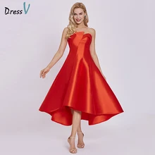 Dressv платье для выпускного вечера, недорогое красное ТРАПЕЦИЕВИДНОЕ коктейльное платье длиной до щиколотки, жемчужно-розовое платье без бретелек на молнии для выпускного вечера