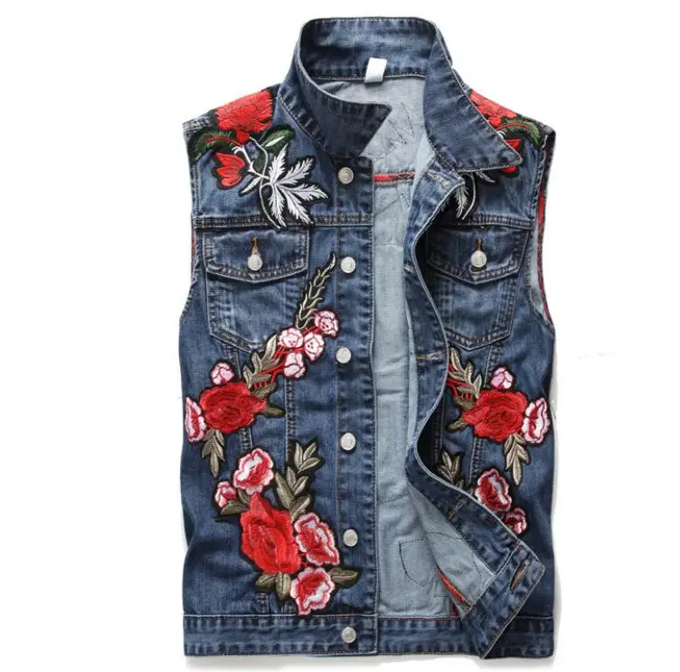 M/3Xl мужские модные джинсовые жилеты без рукавов весенние и осенние мужские джинсовые жилеты с вышивкой в стиле панк большие размеры джинсовые топы J2870