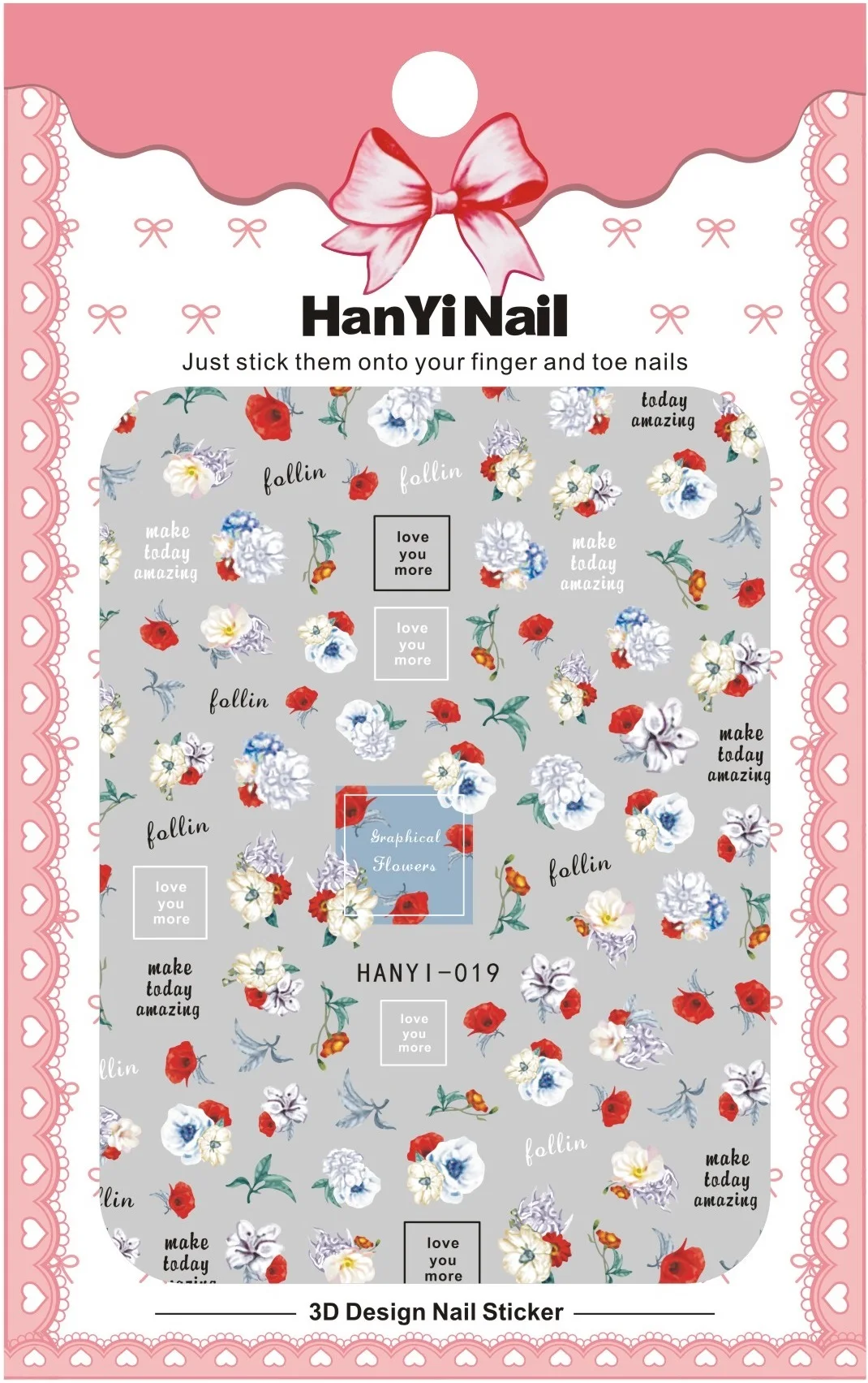 HanYiNail 001-027 мультяшная мышь эмоджо фантастика цветы перо наклейки для ногтей Harajuku наклейки для ногтей наклейки для маникюра - Цвет: HANYI019