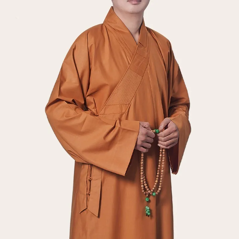 Мужские буддийские монашеские одежды Shaolin длинное хлопковое платье высокого