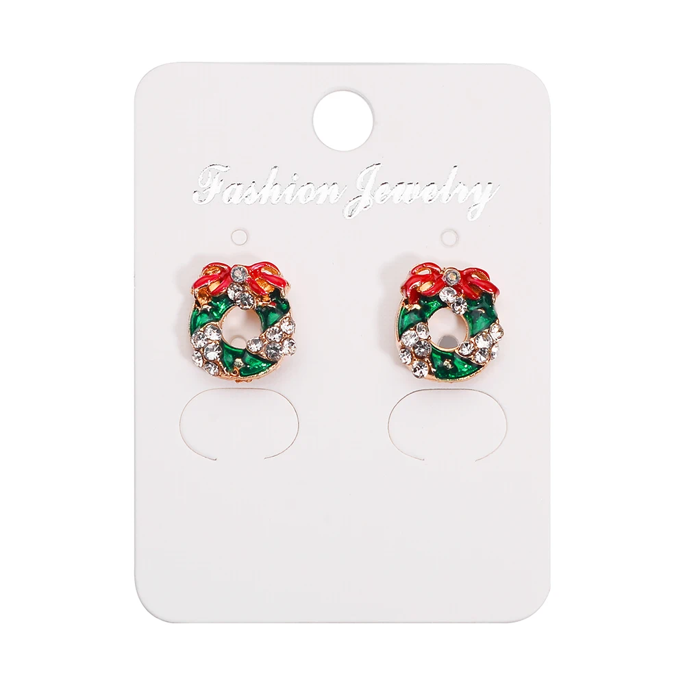 New Christmas Color Tree Snowflake Round Stud Earring for Girl Kid Bell Santa Claus Ear Cuff Earrings Festive Gift Jewelry | Украшения и