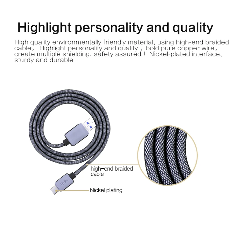 Кабель USB 3,0 type-C 1,5 м Usb-C 3A Quick Charge 3,0 Для samsung lenovo huawei Xiaomi zte Moto Oneplus USB-C