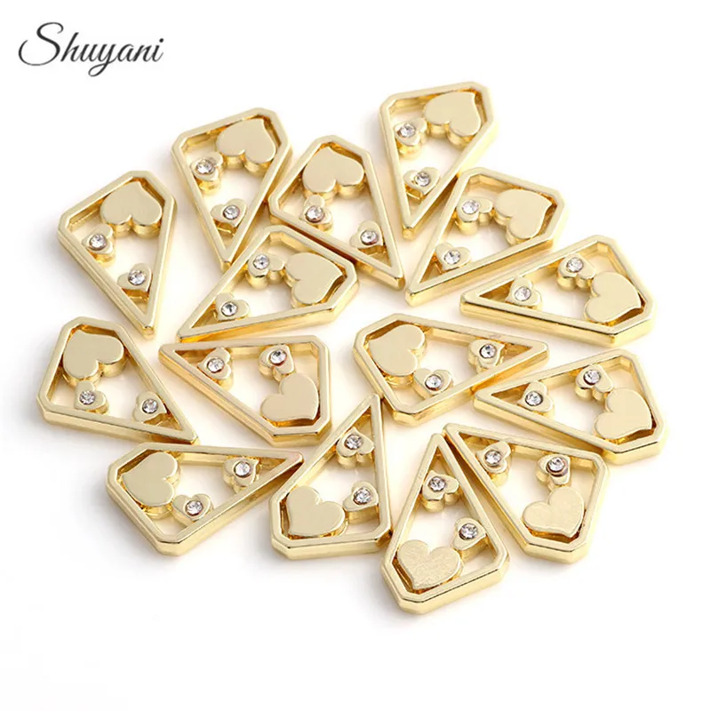 20 шт сплав сердце Оконные Плиты горный хрусталь серебро/золото цвет тарелки