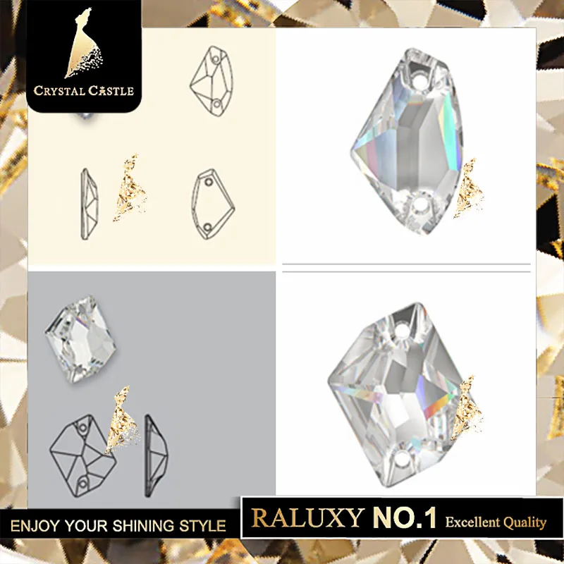 Прозрачные кристаллы AB с двумя отверстиями стеклянные пришивные стразы