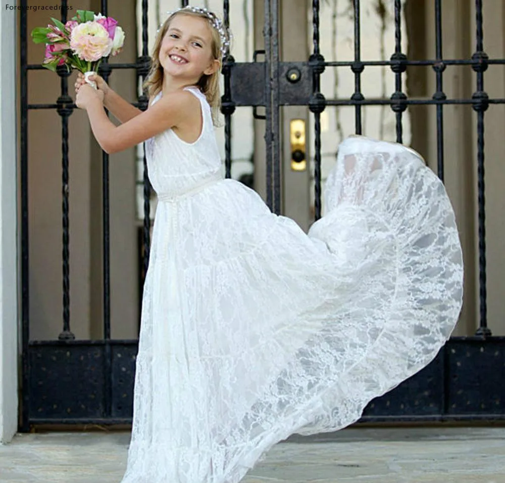 Кружевное платье с V-образным вырезом для девочек в стиле бохо | Свадьбы и