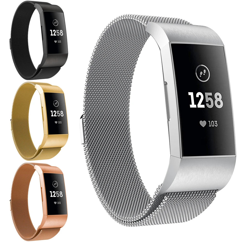 Для Fitbit Charge 3 сменный магнитный ремешок с петлей из нержавеющей стали