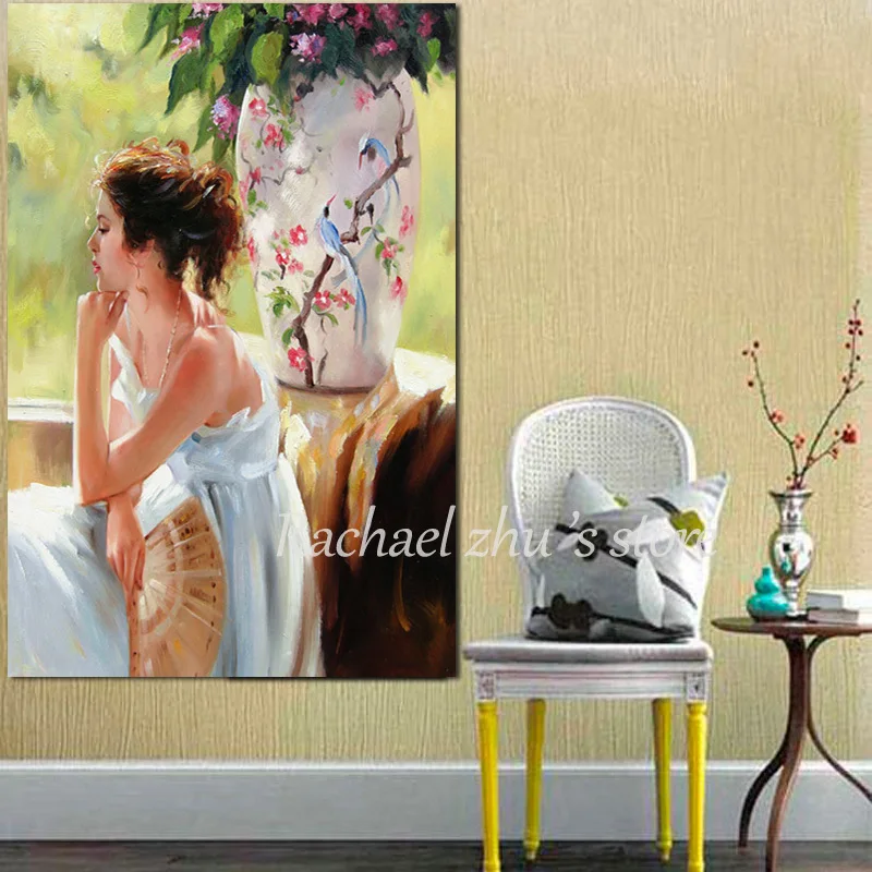 Ручная роспись абстрактные красивые фотографии леди картины маслом на холсте