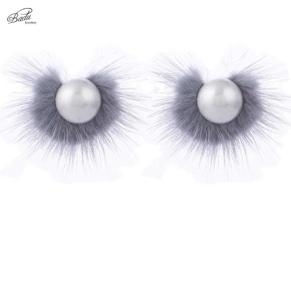 Женские серьги гвоздики Badu из меха норки модные ювелирные изделия мягкого
