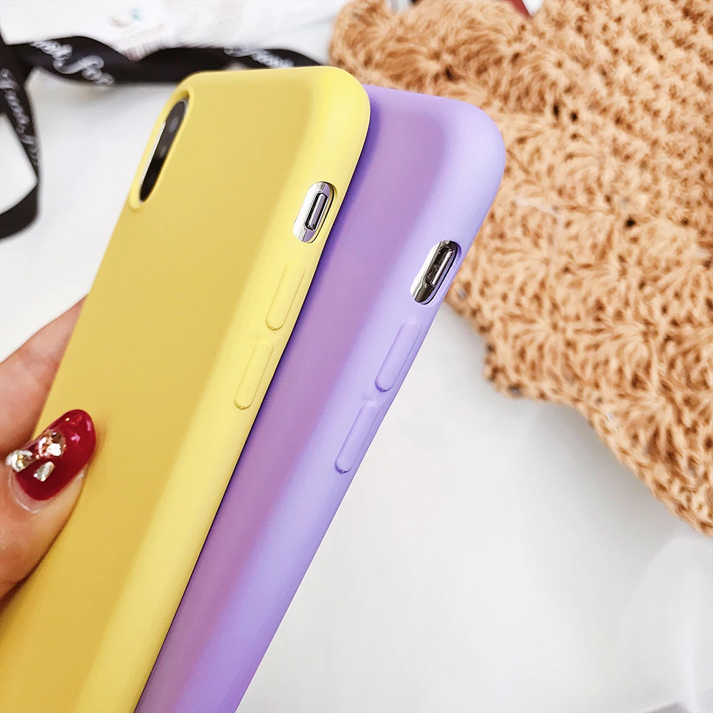 Uberay Candy Color Case for iPhone XS Max XR 6 6S 7 8 Plus - полностью тело мягкий TPU защитный простой чехол для задней панели телефона, подарок