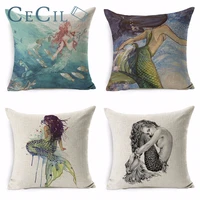 sweet life cartoon mermaid breathable cushion cover home decor 45x45 sofa cushions creative decorative throw pillow covers