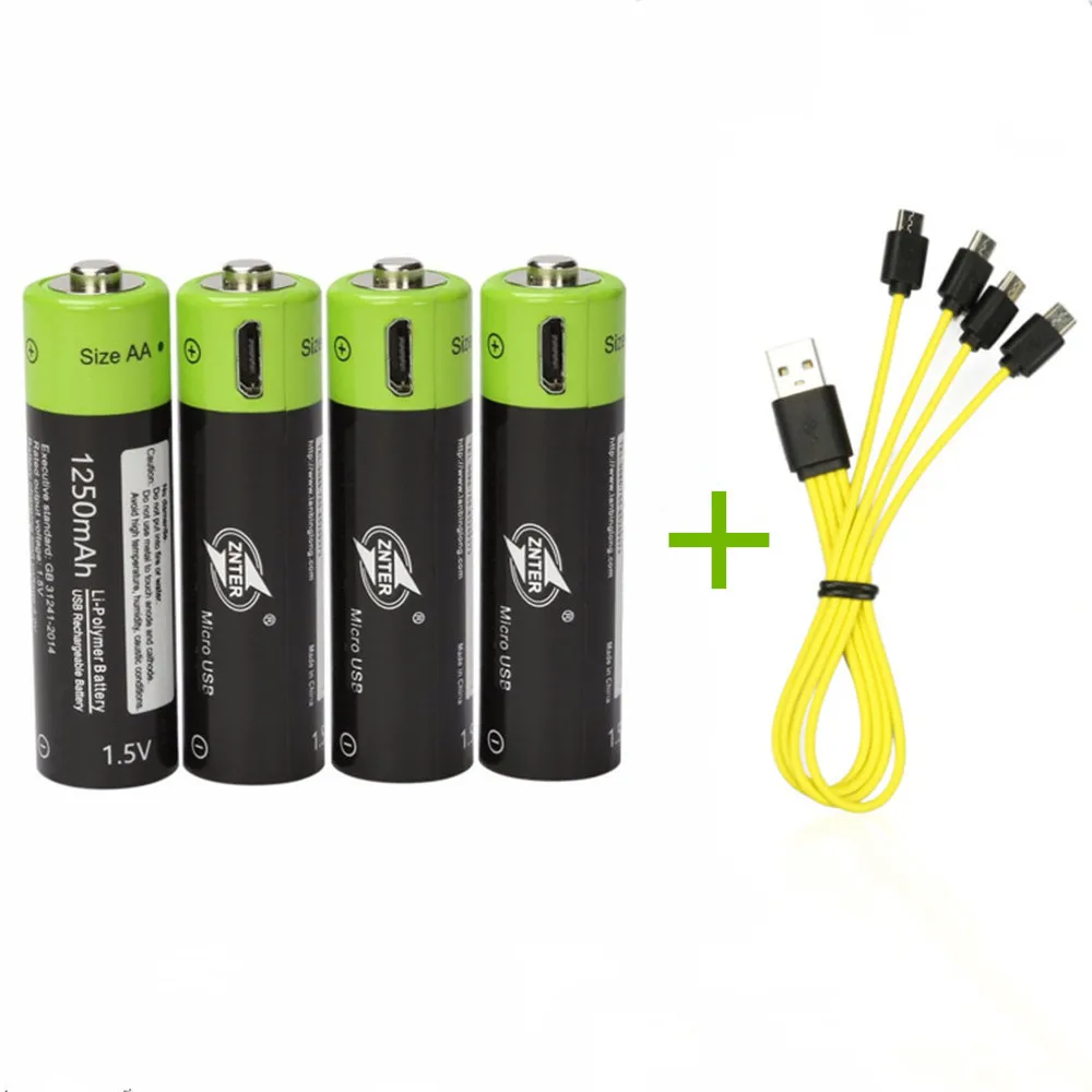 C ZNTER 1,5 V AA 1250mAh перезаряжаемая литиевая батарея USB литий-полимерная батарея+ кабель Micro USB - Цвет: C