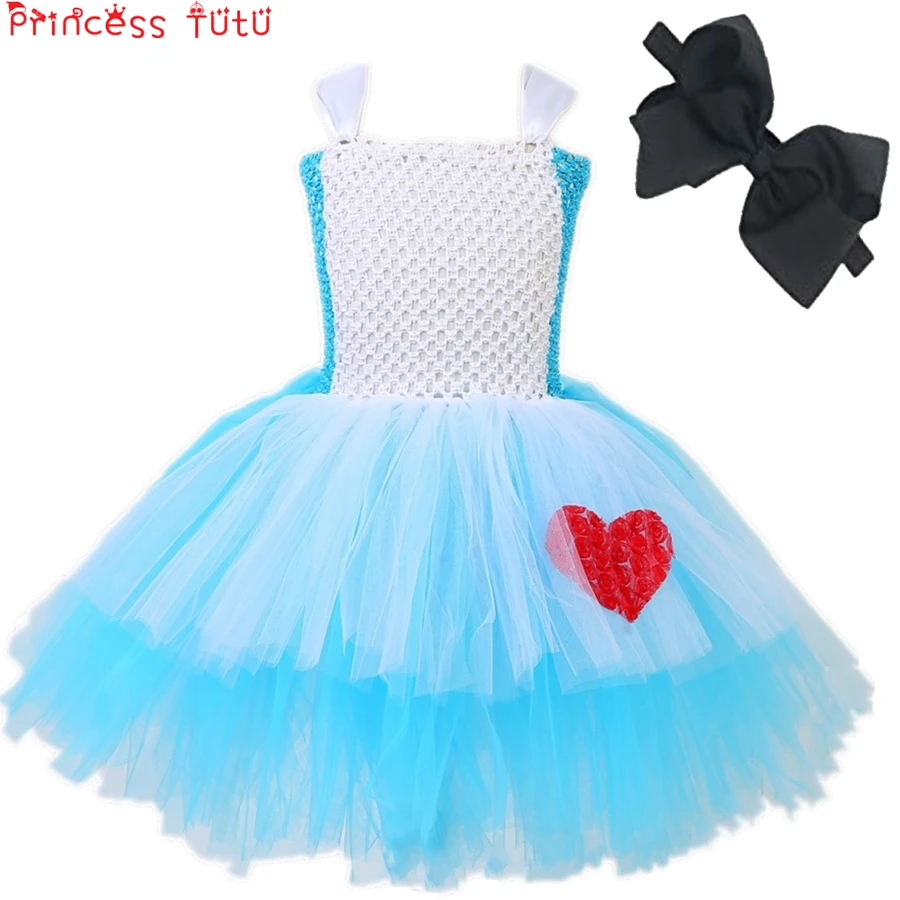 Alice In Wonderland Princess Girl Tutu Dress Classic Movie Belle Rapunzel Sweet Autumn With Hair Clip For New Year Party | Детская