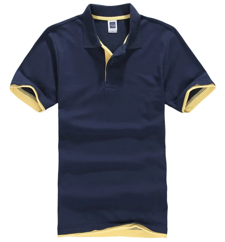 Navy Yellow FALIZA, новинка, брендовая мужская рубашка поло, дизайнерская, дышащая, хлопковая, повседневная, с коротким рукавом, мужские рубашки поло размера плюс, XXXL, TX107 - Цвет: Navy Yellow