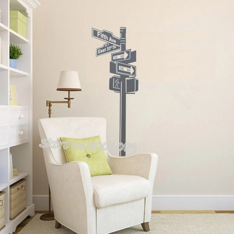 Улицы Нью Йорка знак наклейка на стену улица Виниловые Съемный Wall Art росписи