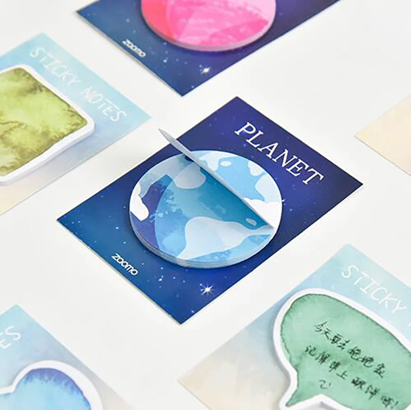 1 шт творческие блок стикеров для заметок в форме планета Memo Pad Kawaii наклейки