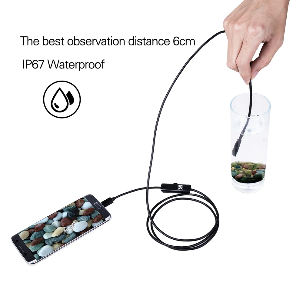 Endoscopio impermeable con USB para inspección de coche, boroscopio Android, cámara de alcantarillado, cable de USB OTG, serpiente, 1/2/3/5M/10M, 7MM