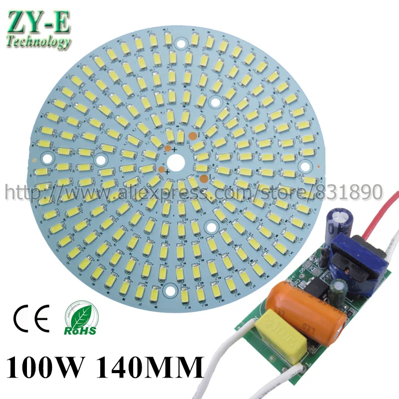 

2Set AC 220V LED PCB 140MM 100W With SMD5730 Aluminum plate With Inside Driver LED bay light Ceiling light LED Bulb freeshipping