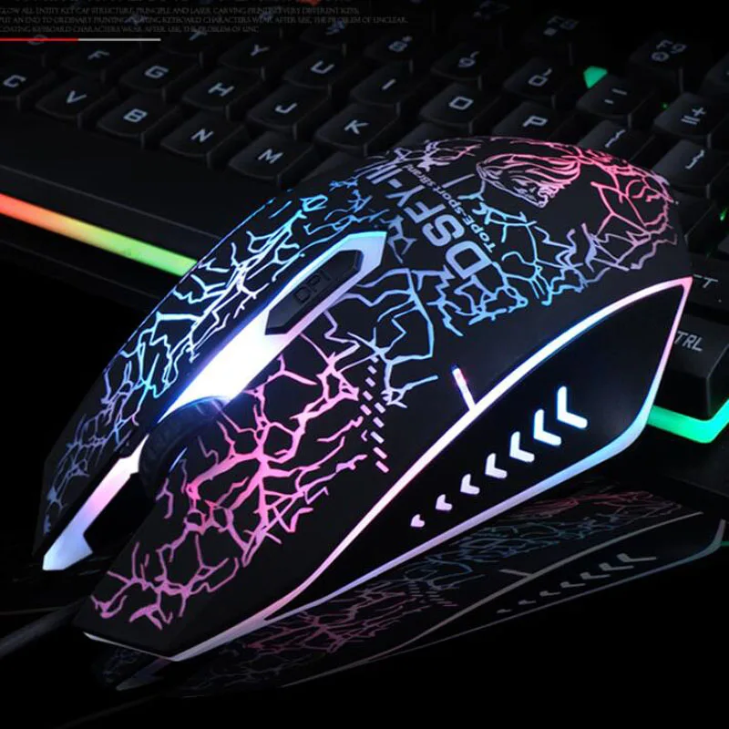 Professional USB Wired Gaming Keyboard and Mouse Kit with Colorful Backlights Keys 2400DPI Mice for Gamer | Компьютеры и офис