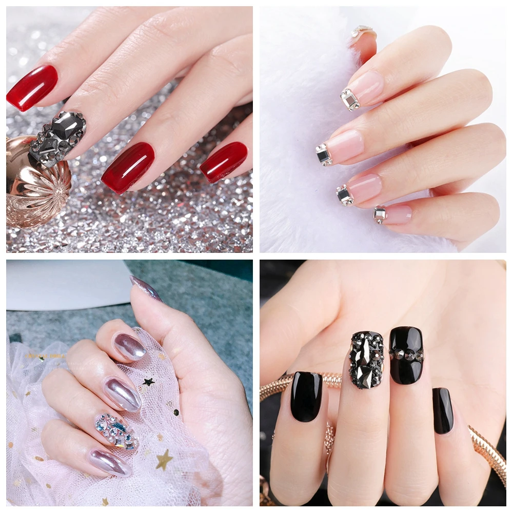 Супер вспышка для ногтей Flatback New York Storm Rhinestone Смешанная трапециевидная