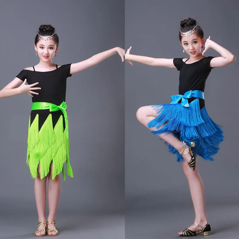 Бальное платье с кисточками для девочек латиноамериканских танцев Детские