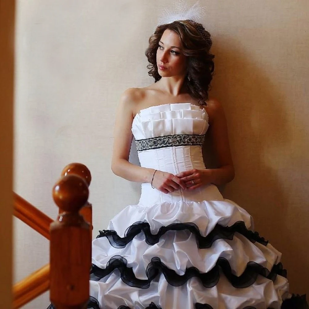 Vestidos de Noiva 2020 свадебное платье в готическом стиле Черный и белый Атласные шорты с